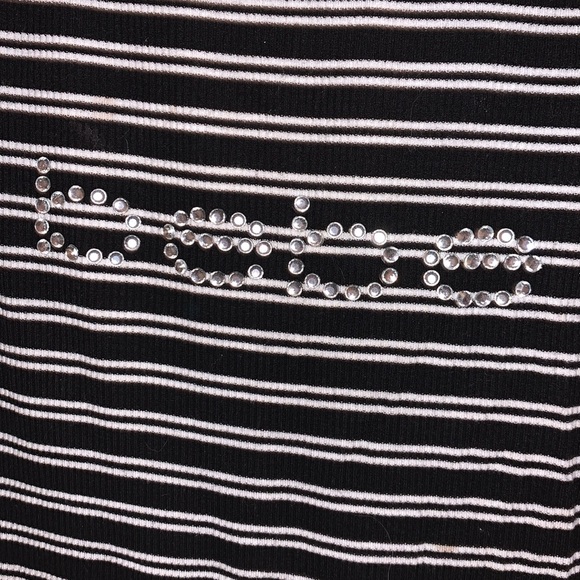 BEBE M sleeveless shirt*Open twist back*Ribbed*Swarovski Crystal Logo - Picture 6 of 6